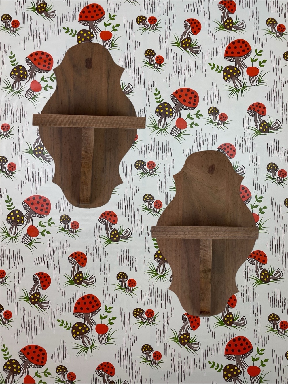 Handmade Wooden Pair of Shelves MCM Trinket Display